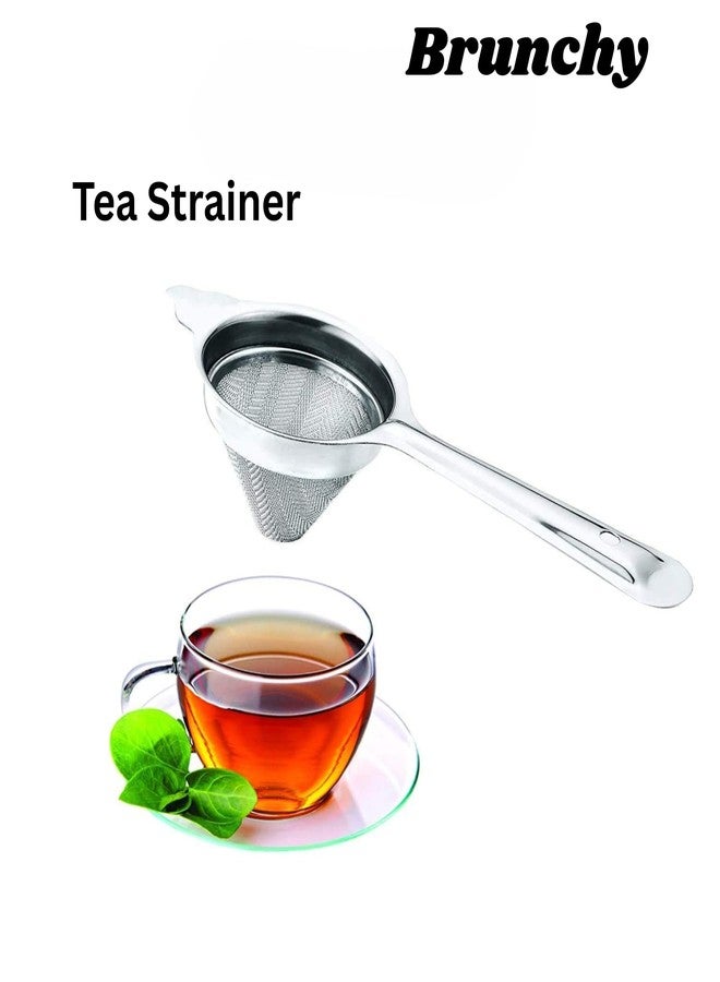 Brunchy Stainless Steel Tea Strainer Steel Chai Chhalni - Tea Infuser Chalni & Coffee Strainer - Durable Tea Filter Stainless Steel for Perfect Brewing and Easy Cleaning (2, Conical Small) - Image 4